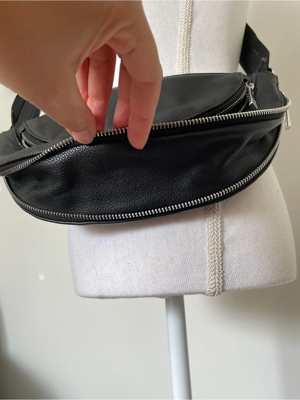 Sondra Roberts Faux Pebbled Leather Crescent Crossbody Bag